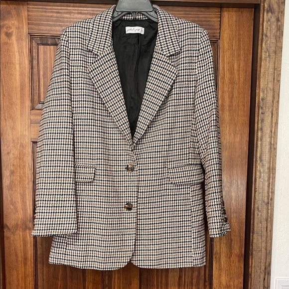 Petal & Pup Black and Cream Houndstooth Blazer M - Picture 1 of 6